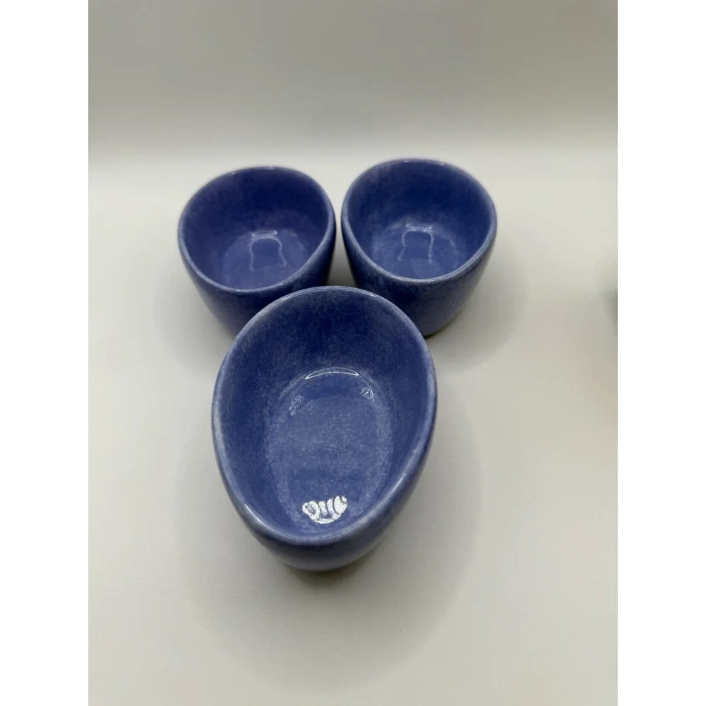 Set of 3 Pfaltzgraff Napoli Blue Egg Cups Small Bowls Hand Painted